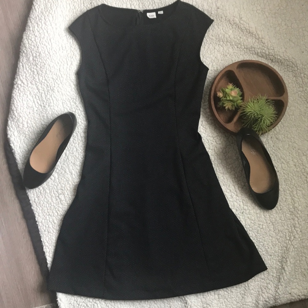 GAP Polka Dot Black A-Line Work Dress